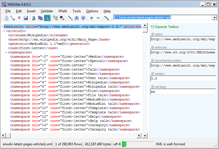 XMLMax screenshot